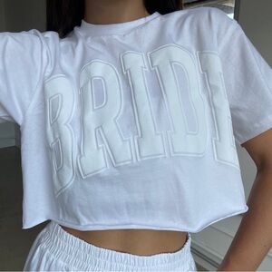 The Bar White BRIDE Crop Tee